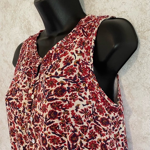 Lucky Brand Sleeveless Pullover Dress Draw String Waist Floral Lined Size Small - Picture 5 of 15
